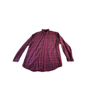 G H Bass & Co Flannel Shirt Red Plaid Mens Sz XL Cotton Long Sleeve Button Down